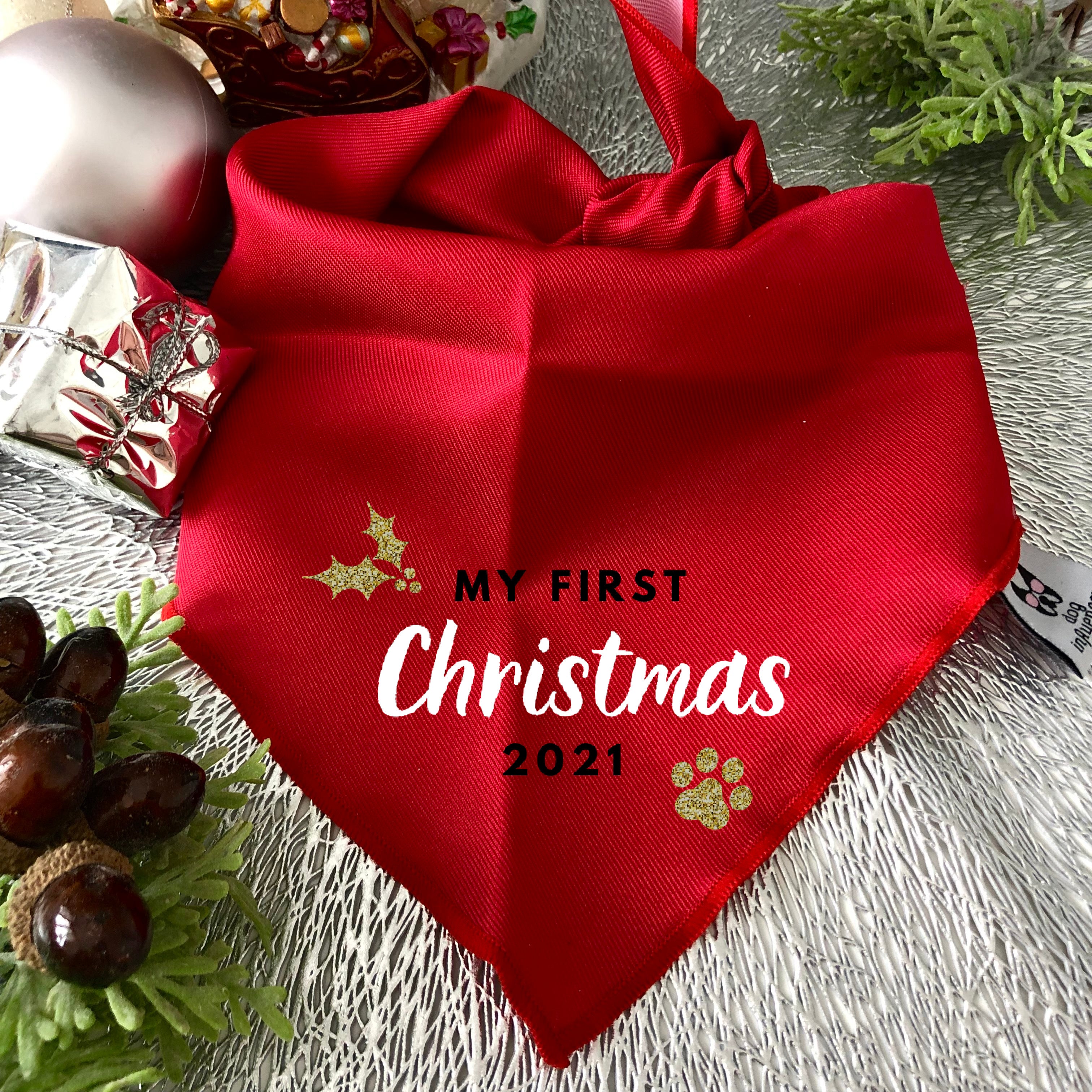 My first discount christmas dog bandana