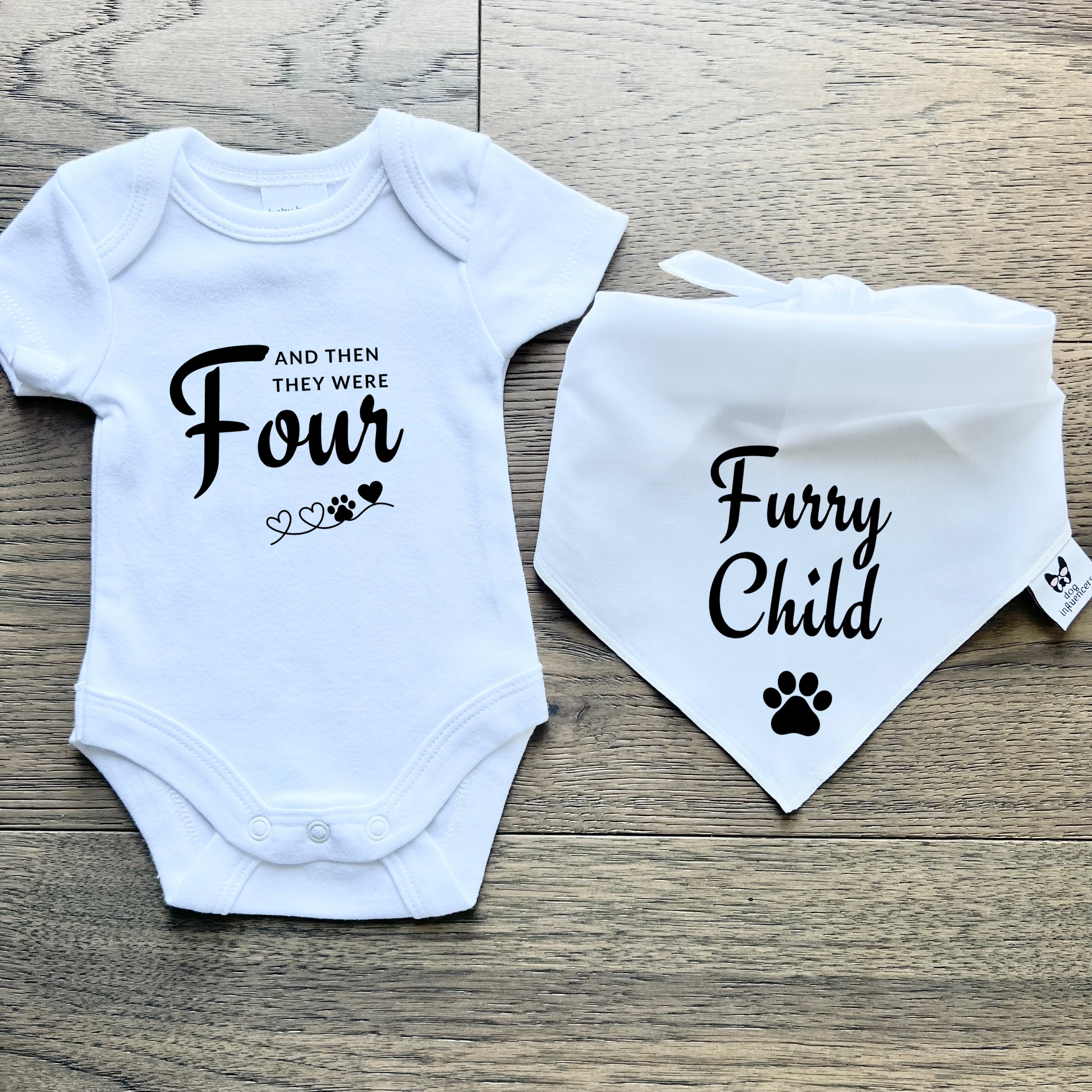 Matching Baby Onesie and Dog Bandana Pregnancy Announcement And